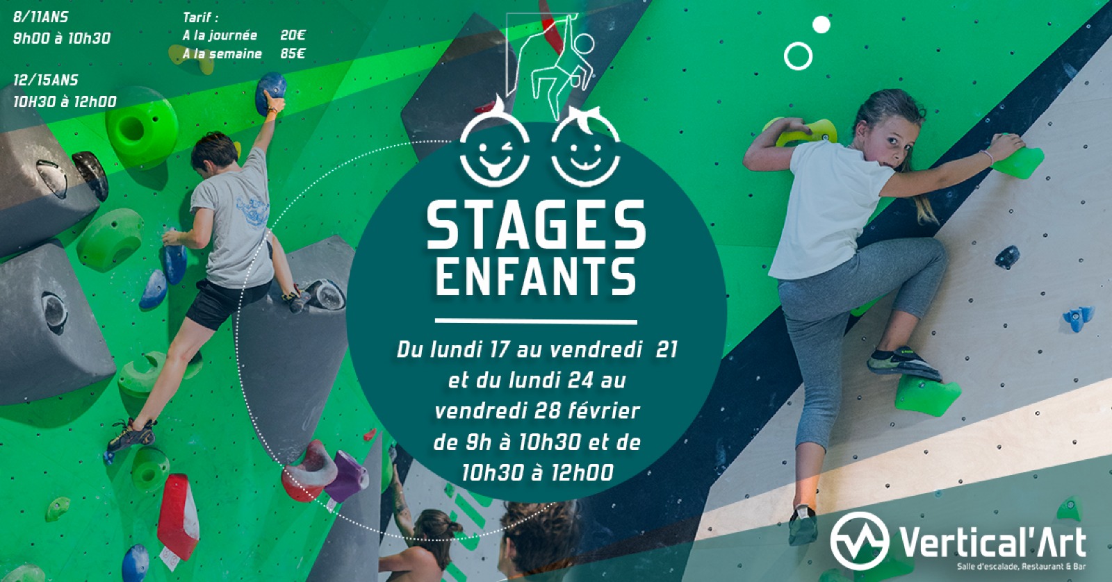 Stage d'escalade Lille- Stages enfants Vertical'art -Stage d'escalade Fevrier- Vertical'art Lille