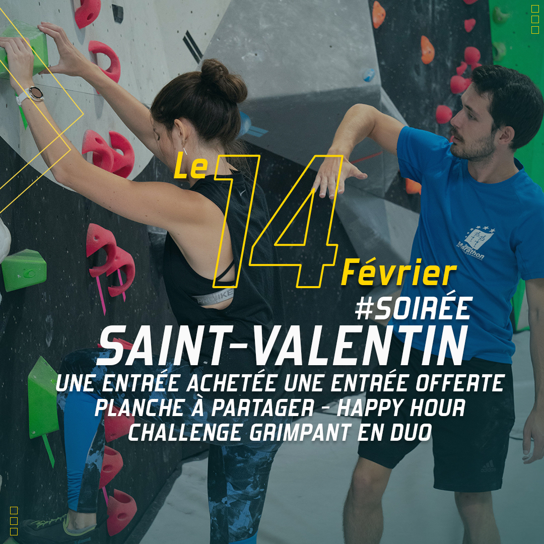 Soirée Saint-Valentin escalade, restaurant & bar à Vertical'Art Lille mardi 14 février 2023