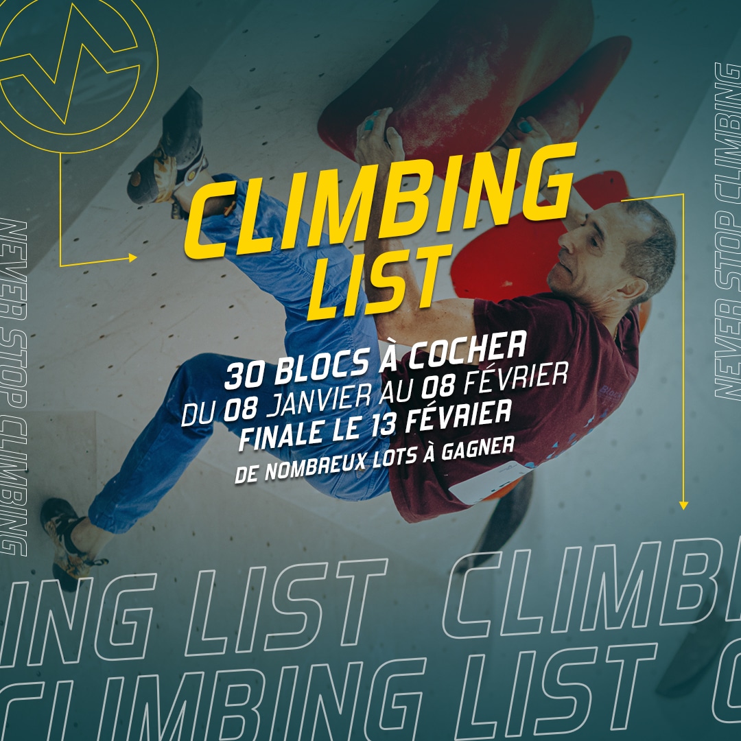 Climbing List de 30 blocs à Vertical'Art Lille du 8 janvier au 8 février